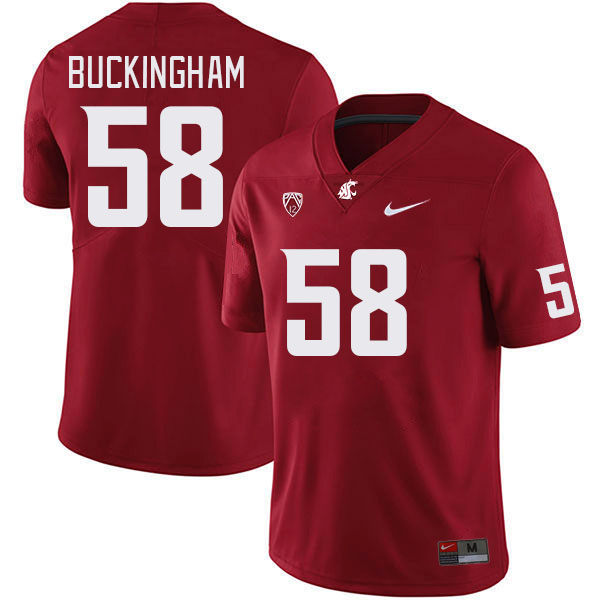 Washington State Cougars #58 Chase Buckingham College Football Jerseys Stitched Sale-Crimson